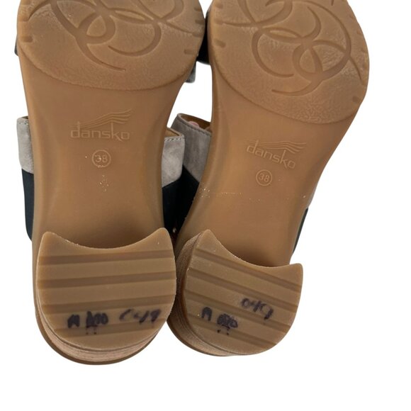 Dansko Theresa Womens Leather Double Strap Sandals Black/Gray SZ 38 Block heels - Picture 4 of 13